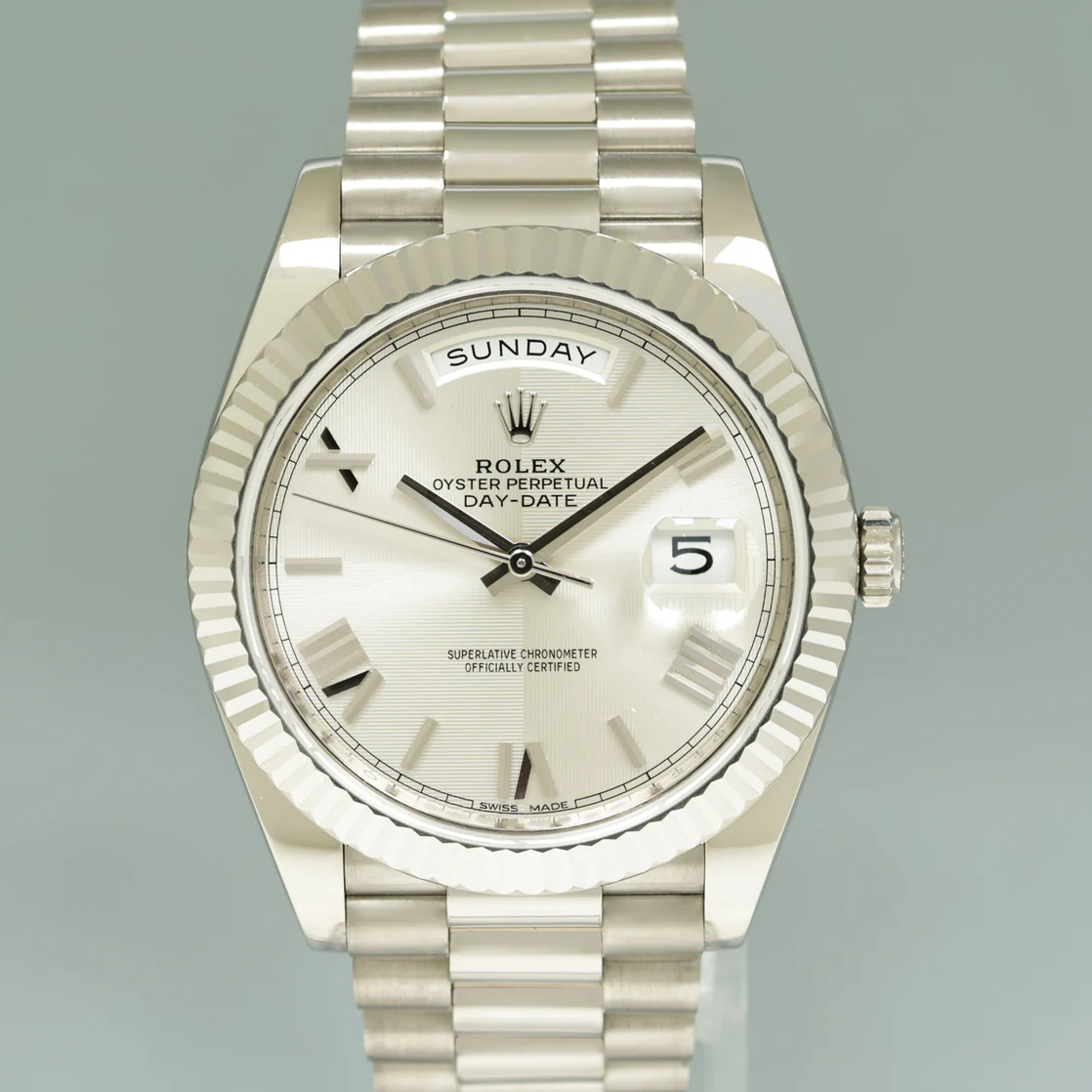 ETA110- Rolex Day-Date Silver White 228239 3255