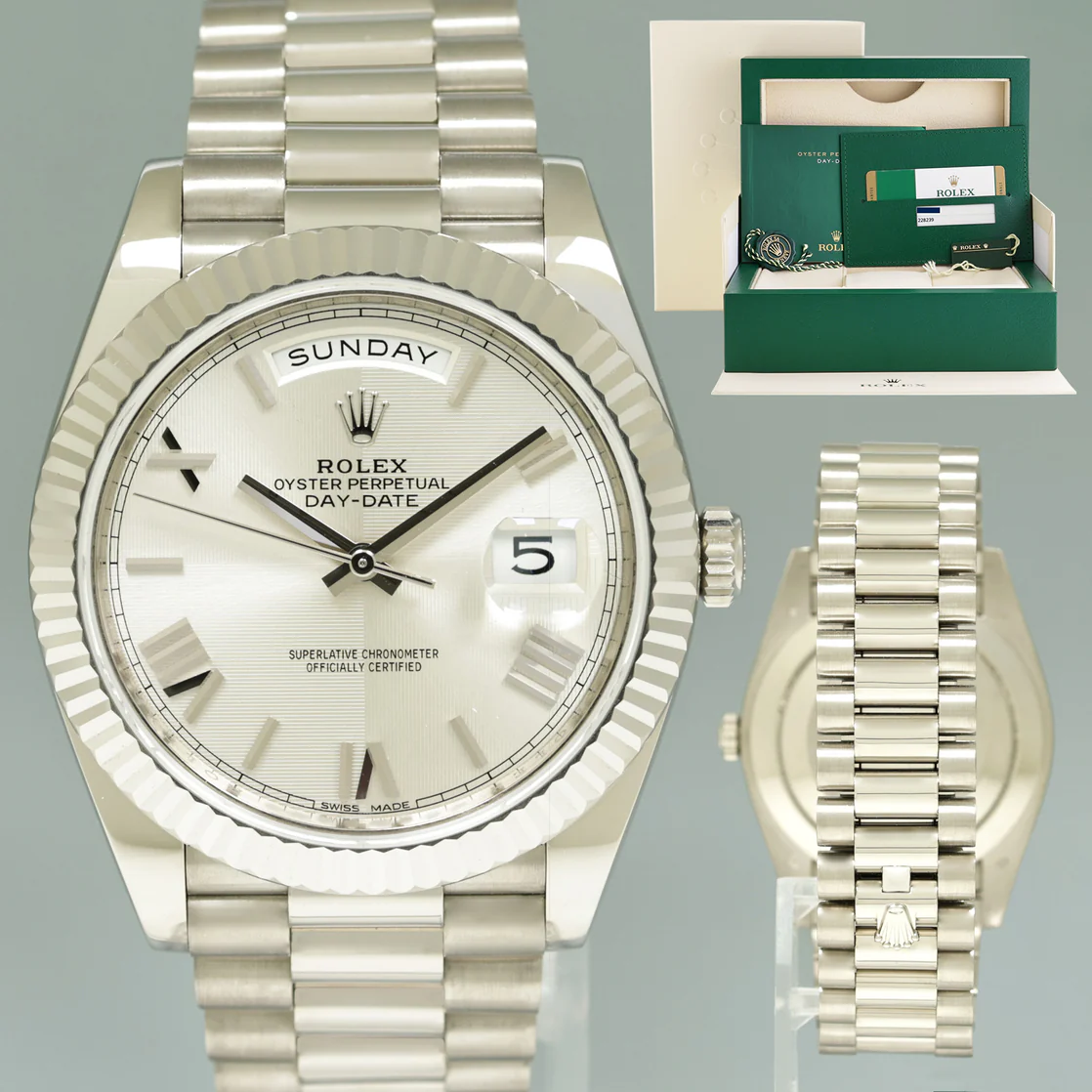 ETA110- Rolex Day-Date Silver White 228239 3255